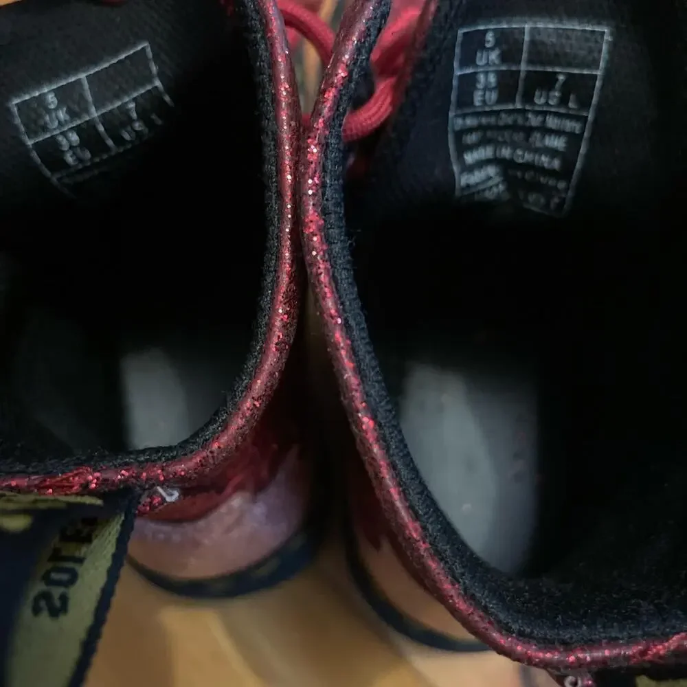 Dr Martens Red Glitter Flame 1460 Pascal Boots - Picture 5 of 7